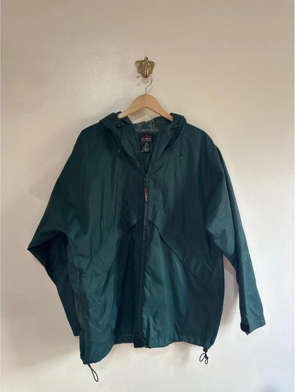 LL Bean Green Raincoat, size XL
